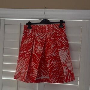 Milly Red and White Graphic A-Line Skirt